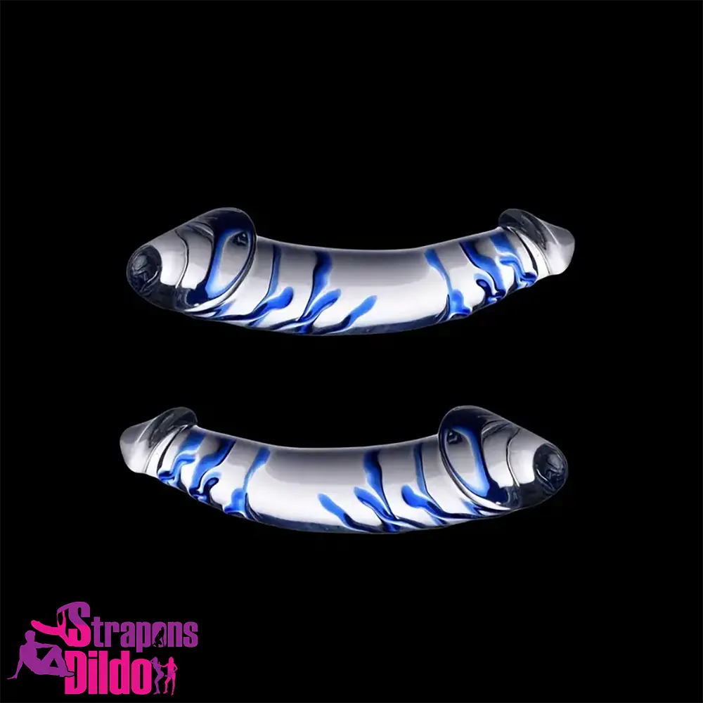 11.02in Clear Elegant Double Heads Glass Crystal Large Adult Sex Dildo Strap ons Dildo