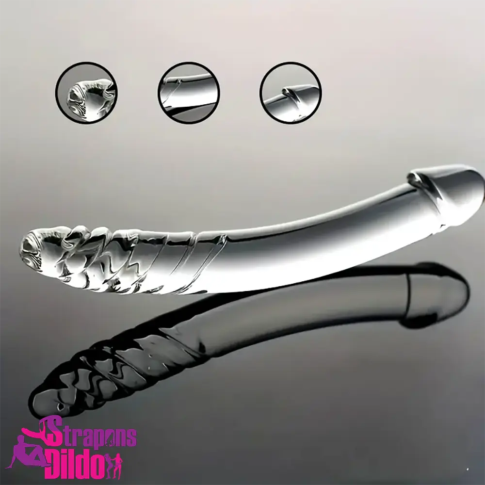 8.4in Clear Elegant Glass Crystal Dildo For Female Lesbian Comforter Strap ons Dildo