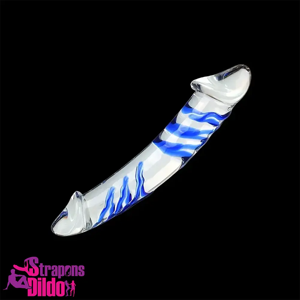 11.02in Clear Elegant Double Heads Glass Crystal Large Adult Sex Dildo Strap ons Dildo