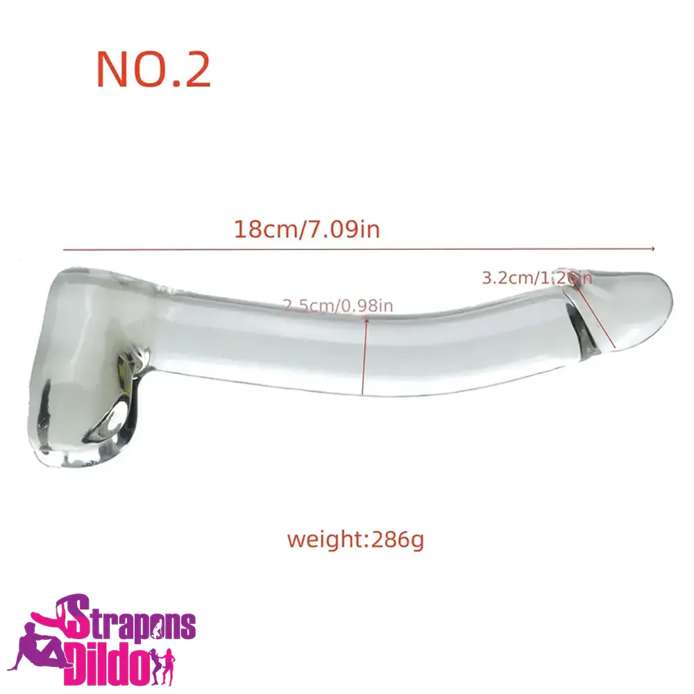 7.09in Clear Crystal Glass Cock Dildo For G-Spot Vaginal Sex Unisex Strap ons Dildo