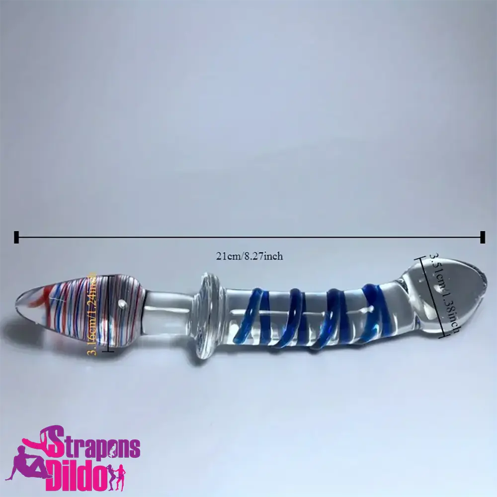 8.27in Clear Jelly Real Glass Crystal Cock Dildo For G-Spot Vaginal Love Strap ons Dildo