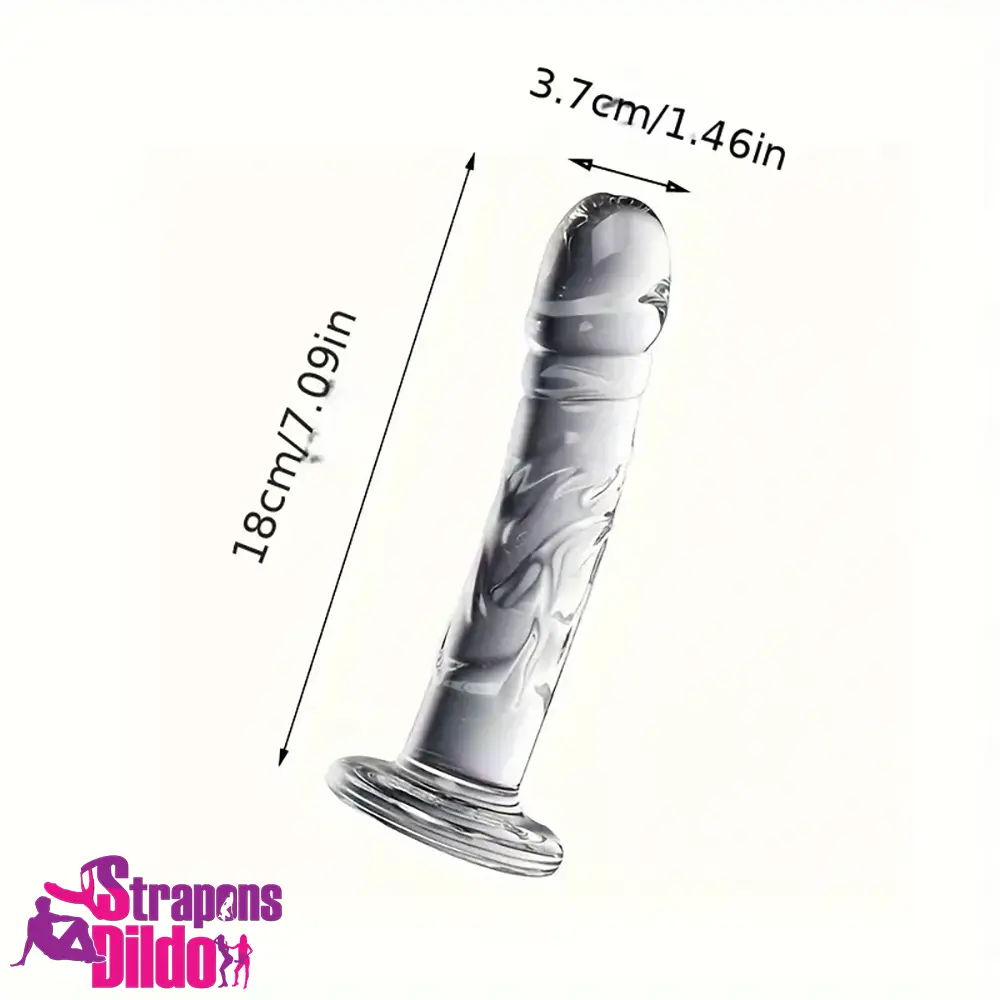 7.09in Clear Elegant Glass Crystal Dildo For Female Male Sex Unisex Strap ons Dildo