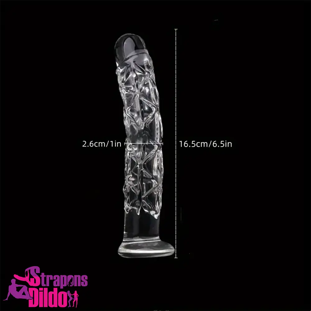 6.5in Clear Unisex Glass Crystal Dildo For Female Male Lesbian Sex Strap ons Dildo