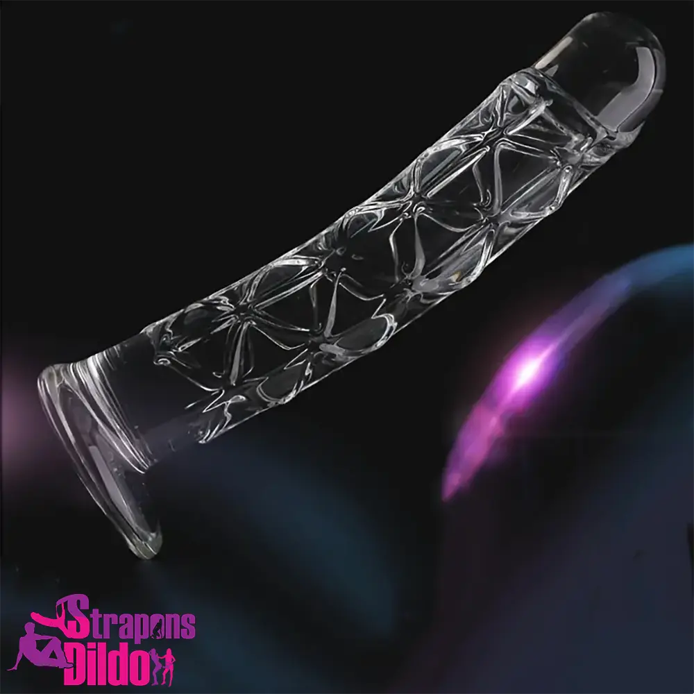 6.5in Clear Unisex Glass Crystal Dildo For Female Male Lesbian Sex Strap ons Dildo