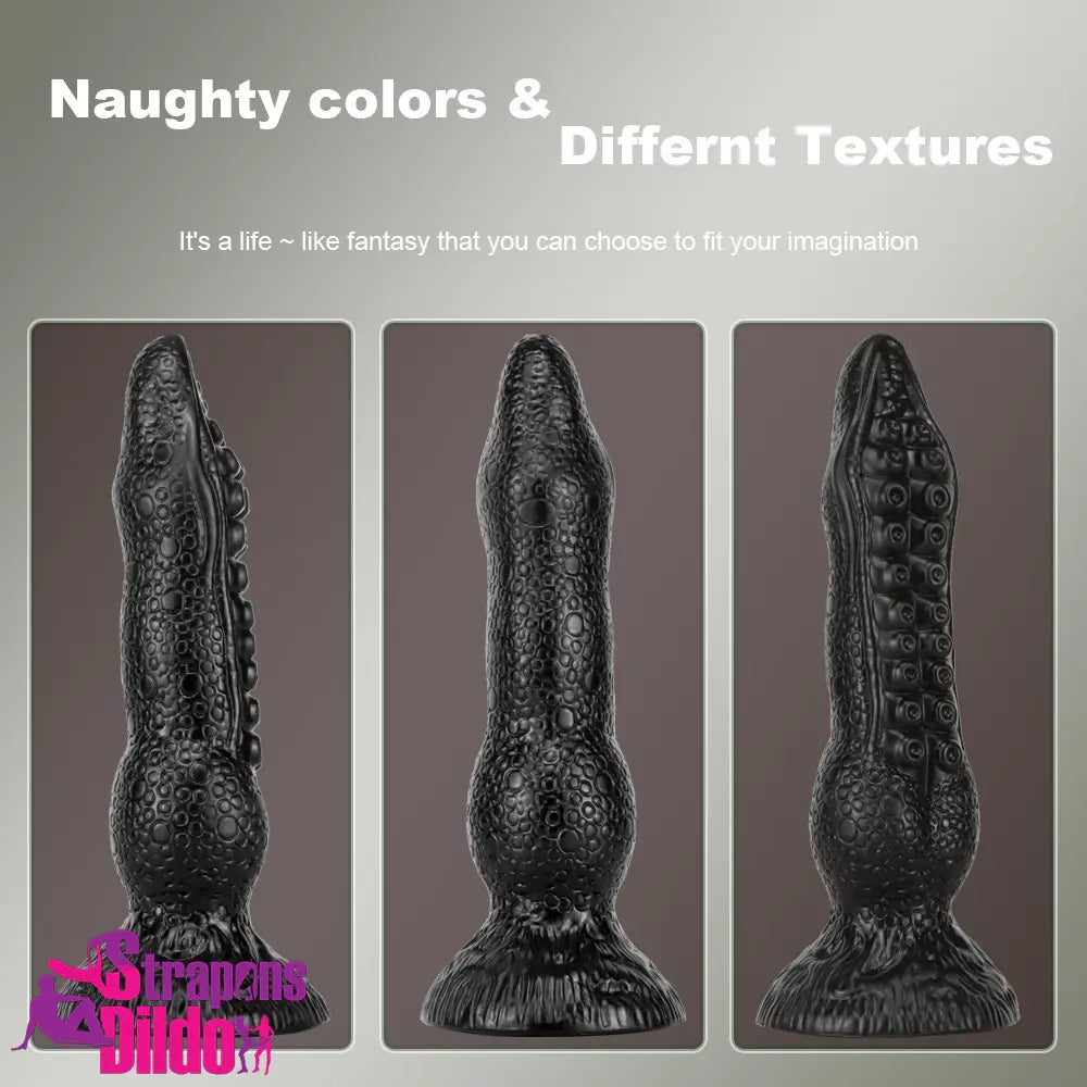 7.08in 9.06in 10.24in 11.81in Big Fantasy Tentacle Octopus Odd Black Dildo Strap ons Dildo