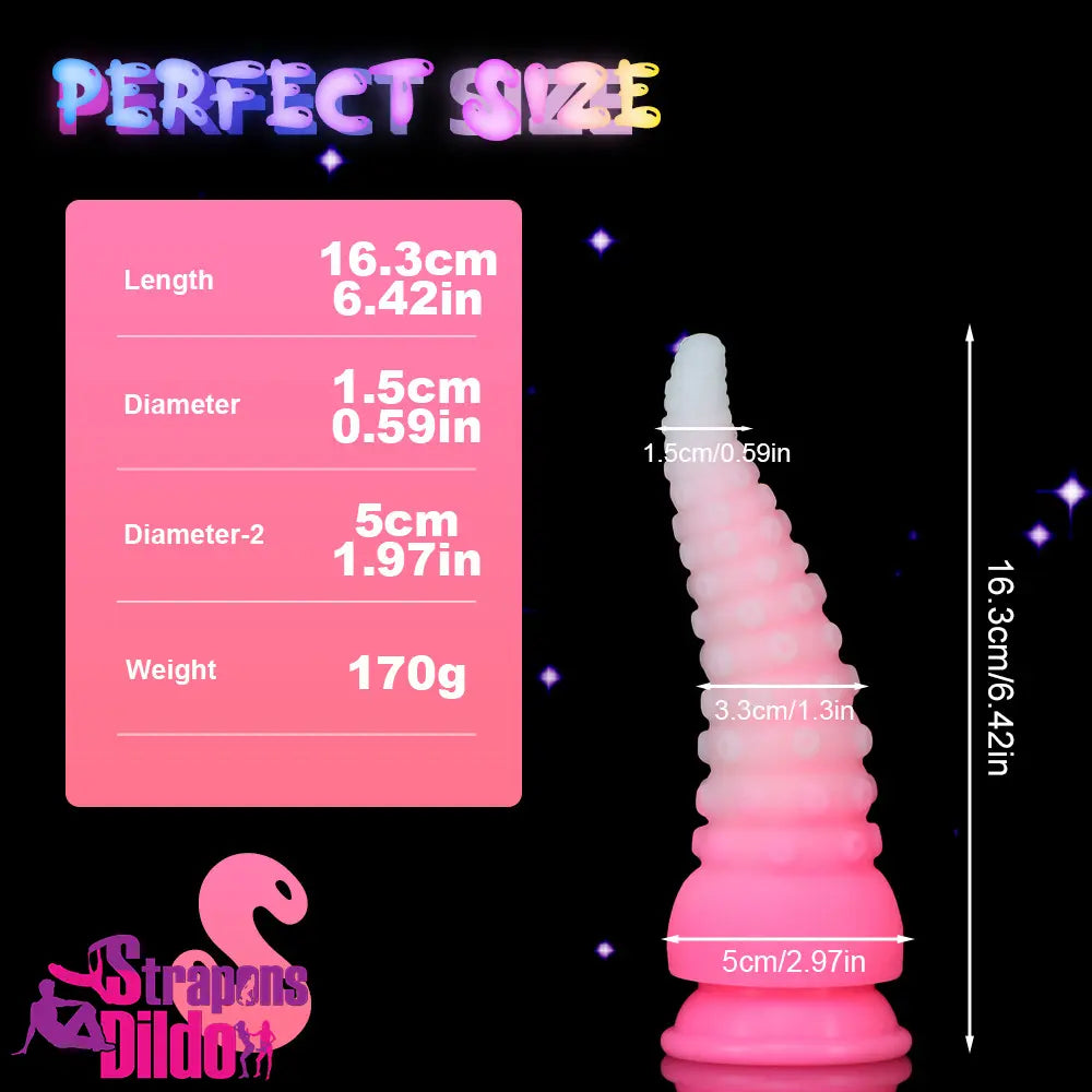 6.42in 7.48in 8.66in Fluorescent Octopus Tentacle Soft Real Female Dildo Strap ons Dildo