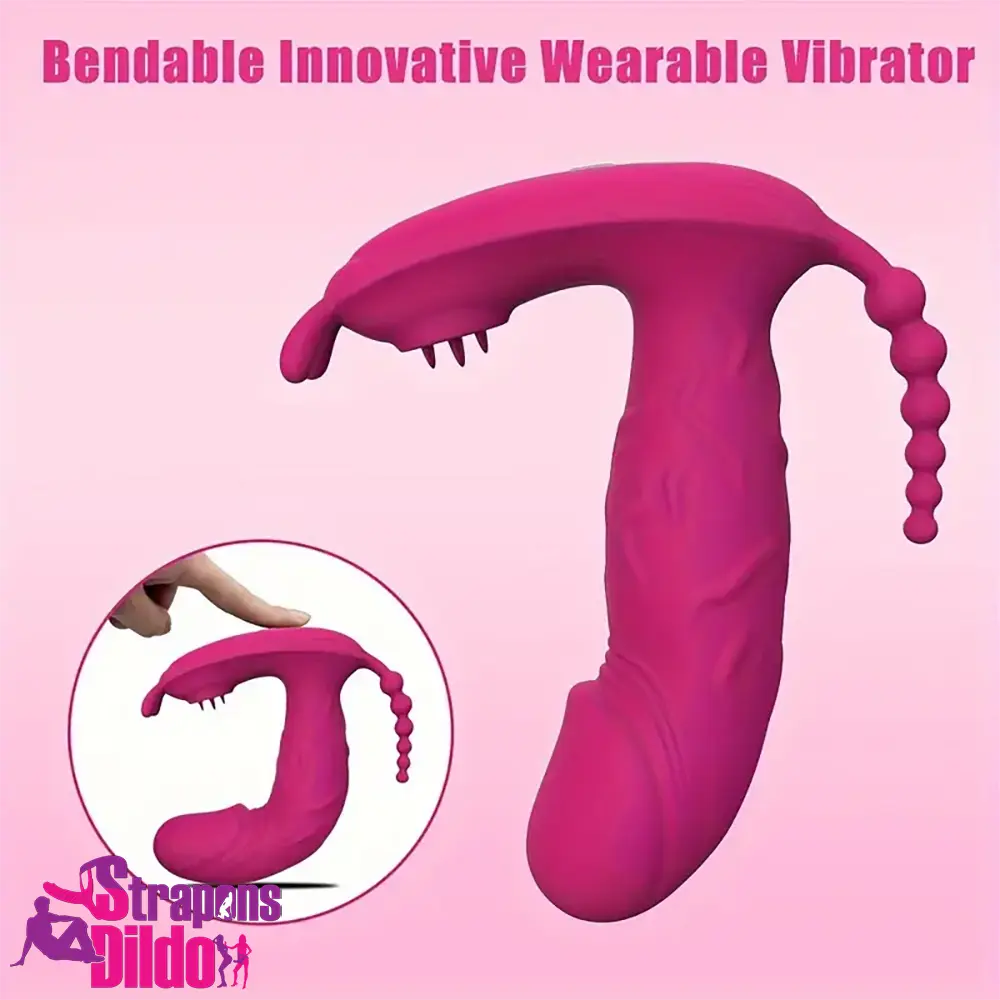 4.8in Small App Controlled Wearable Vibrating Tapping Dildo Auto Vibrator Strap ons Dildo