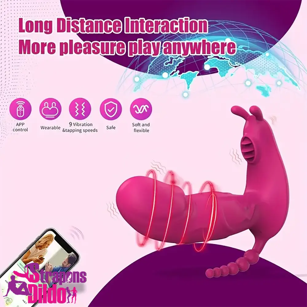 4.8in Small App Controlled Wearable Vibrating Tapping Dildo Auto Vibrator Strap ons Dildo