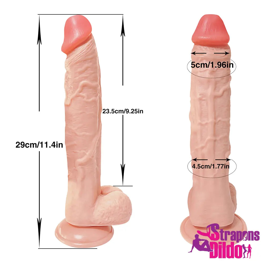 11.4in Huge Long Realistic PVC Strap on Dildo For Women Lesbian Sex - Strap ons Dildo