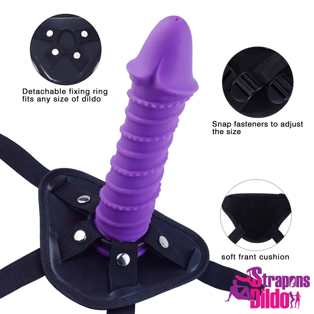 9.65in Solid Silicone Strap-on Dildo With O-Rings Wearable Sex Toy - Strap ons Dildo