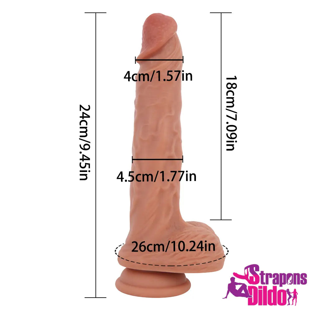 9.45in Super Skin Lifelike Big Soft Silicone Strap On Sex Dildo - Strap ons Dildo