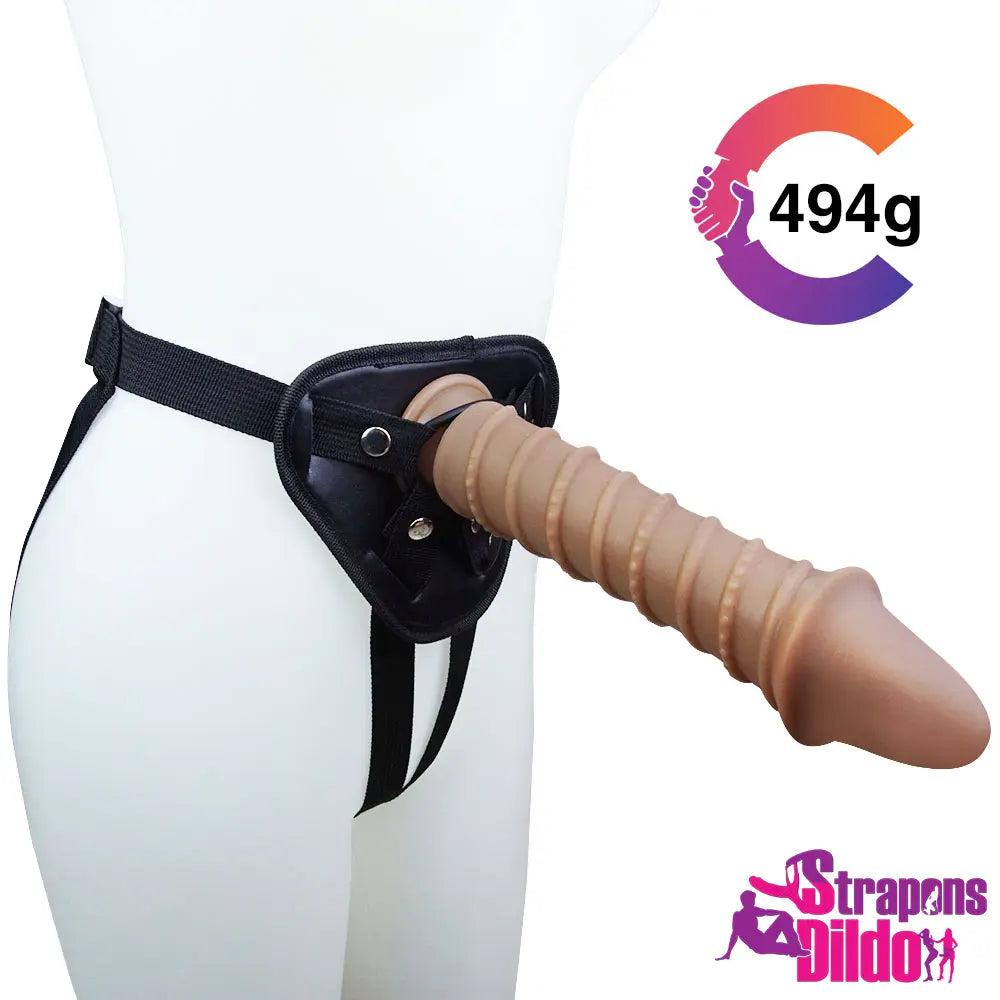 9.65in Solid Silicone Strap-on Dildo With O-Rings Wearable Sex Toy - Strap ons Dildo