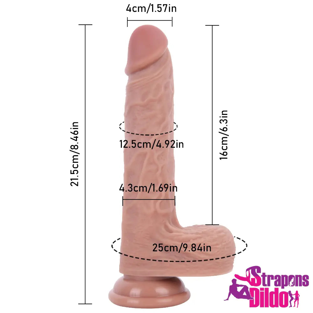 8.46in Super Skin Lifelike Soft Silicone Strap On Dildo For Females - Strap ons Dildo