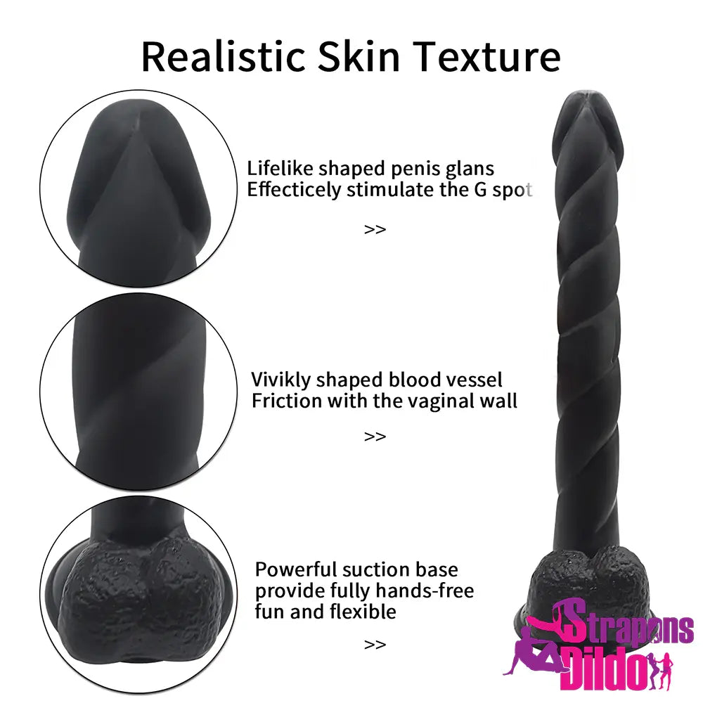 12.6in Realistic Skin Texture Long Strap on Dildo With Powerful Sucker - Strap ons Dildo