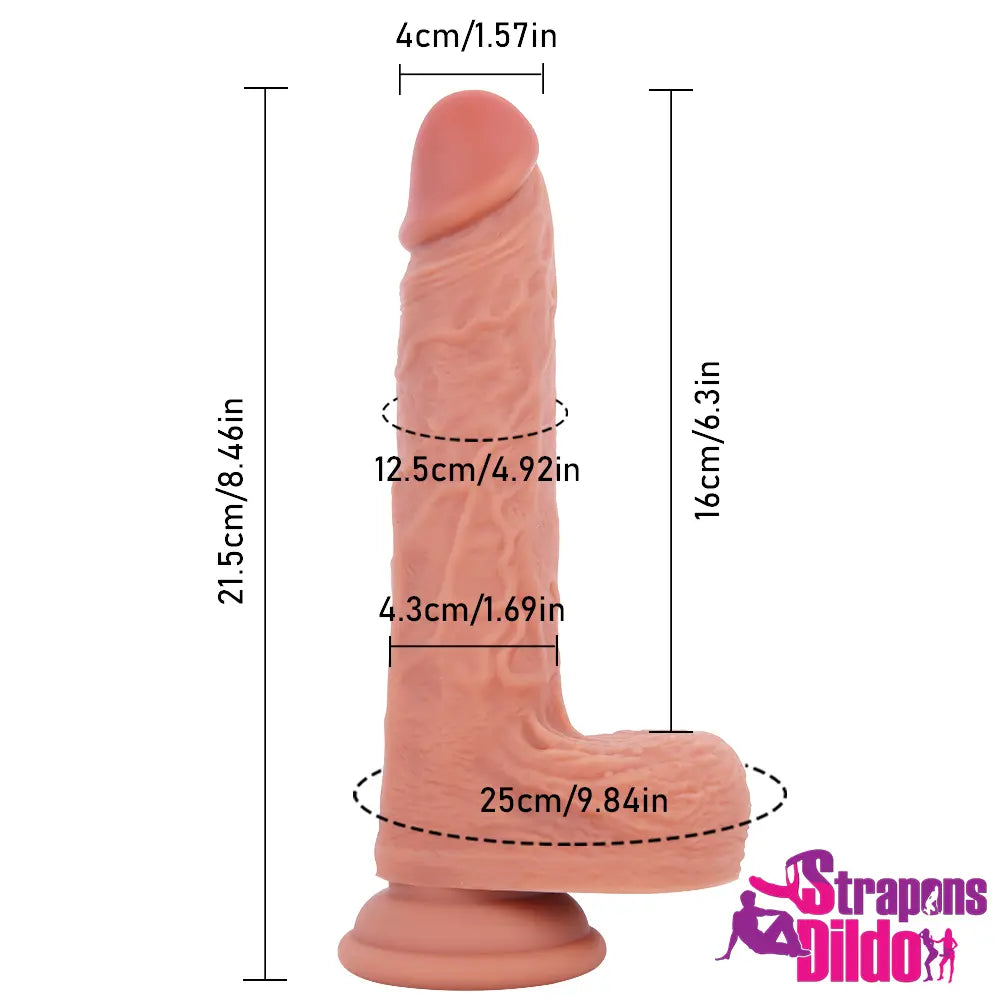 8.46in Super Skin Lifelike Soft Silicone Strap On Dildo For Females - Strap ons Dildo