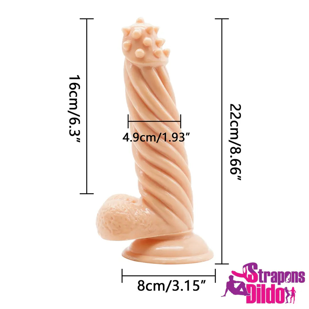 8.66in Premium Spiked Glans Strap on Dildo For Adult Women Men Sex - Strap ons Dildo