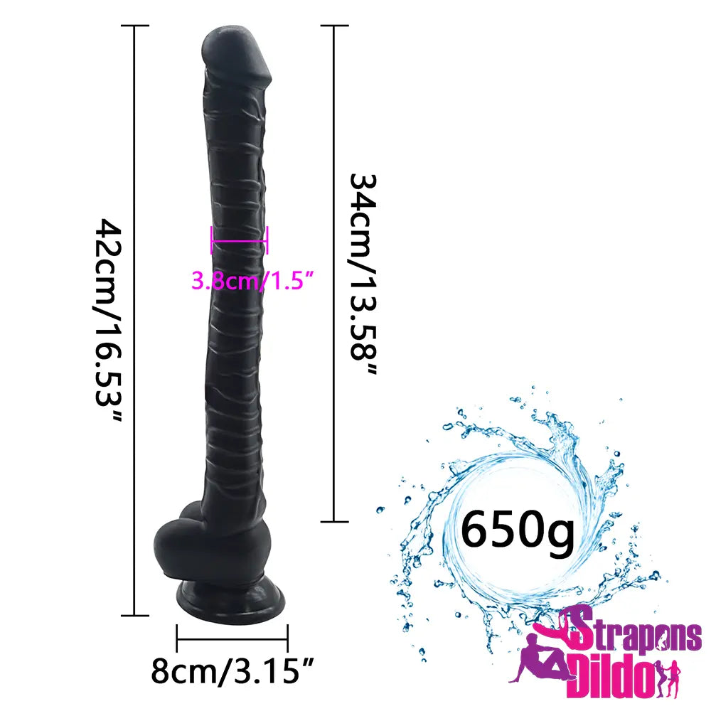 16.53 in Big Long Strap on Dildo With Sucker For Lesbina Masturbation - Strap ons Dildo