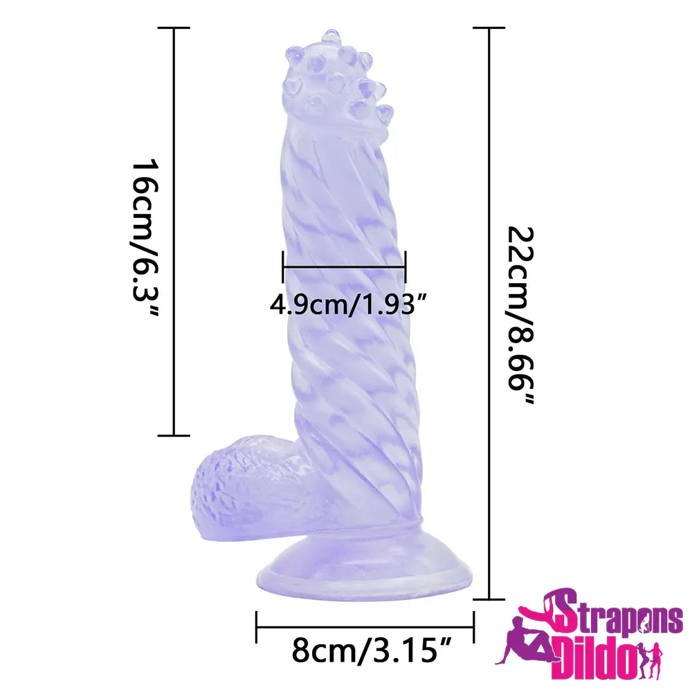 8.66in Premium Spiked Glans Strap on Dildo For Adult Women Men Sex - Strap ons Dildo