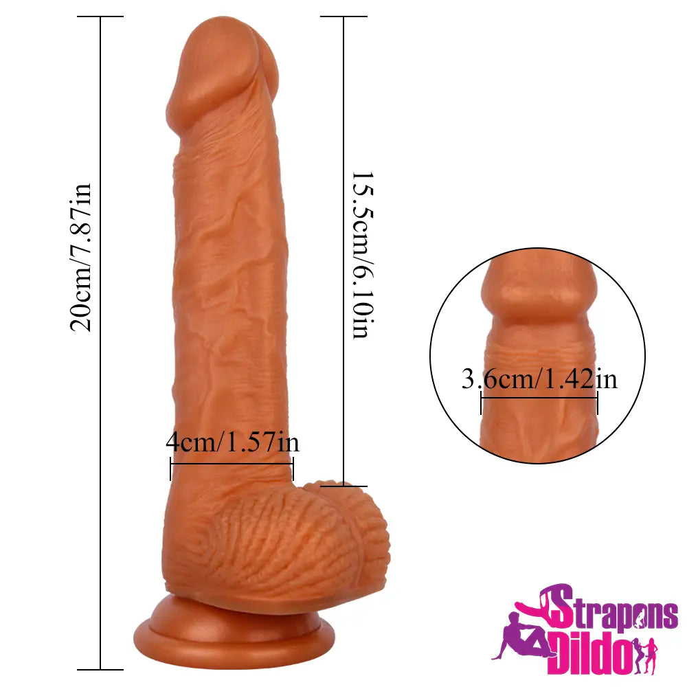 7.87in Lifelike Soft Silicone Strap On Dildo G spot Female Sex Toy - Strap ons Dildo