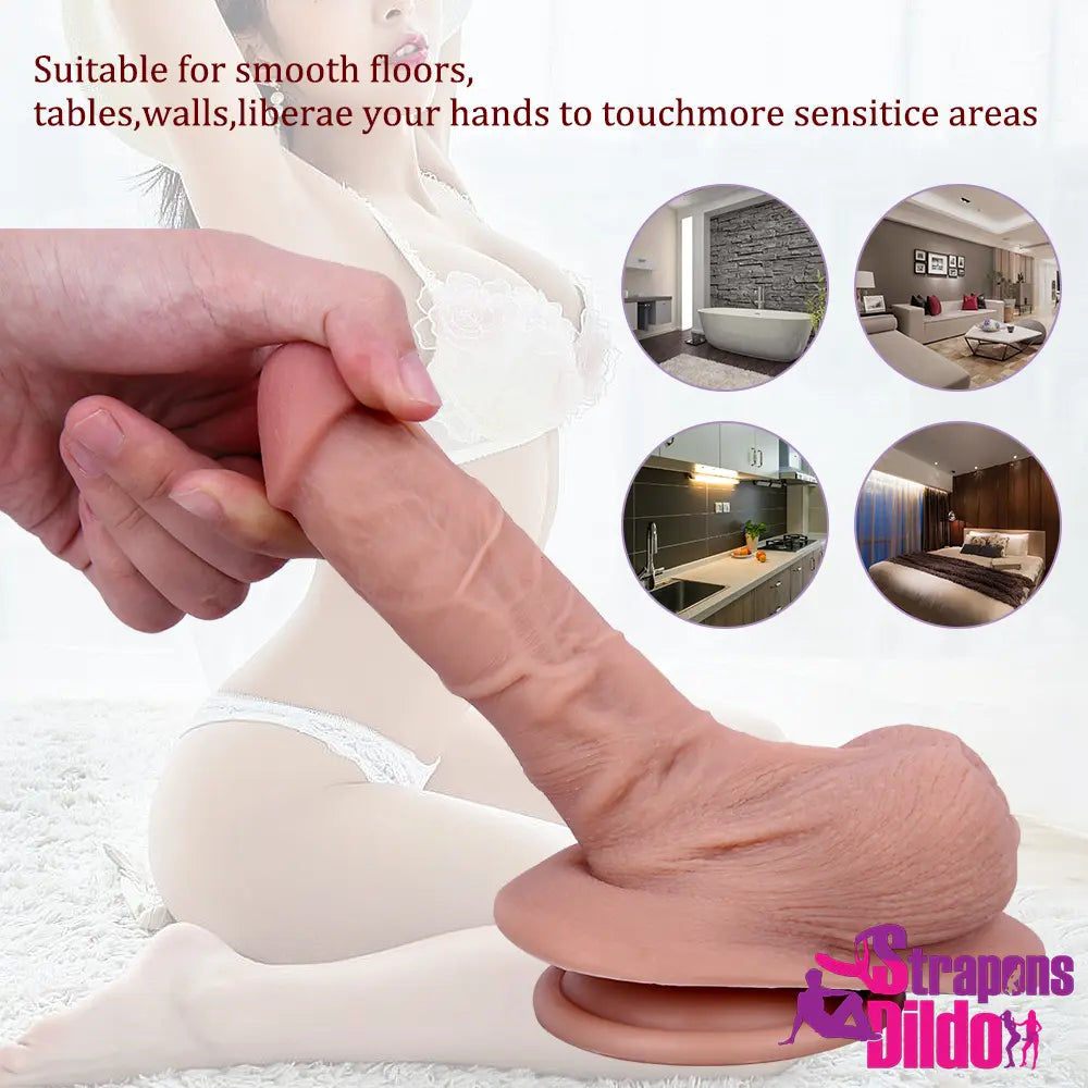 8.26in Lifelike Soft Silicone Large Strap On Dildo For Female Male - Strap ons Dildo