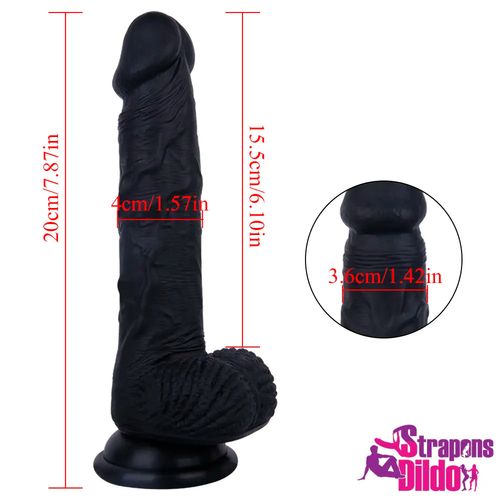 7.87in Lifelike Soft Silicone Strap On Dildo G spot Female Sex Toy - Strap ons Dildo