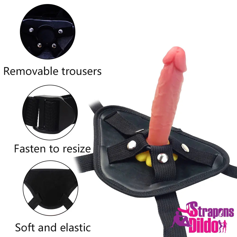 5.9in Dual Layer Silicone Small Strap on Dildo For Vagina Anus Orgasm - Strap ons Dildo