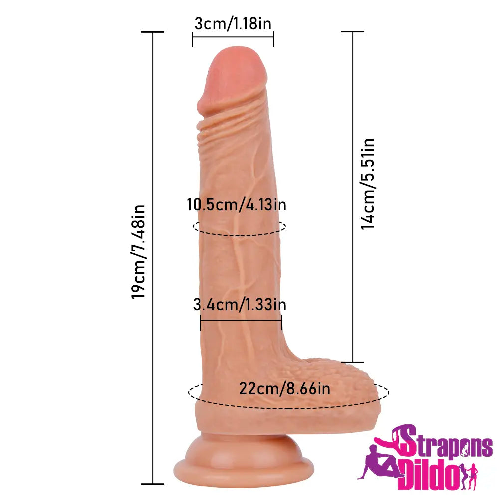 7.48in Lifelike Soft Silicone Strap On Dildo For Female Masturbator - Strap ons Dildo