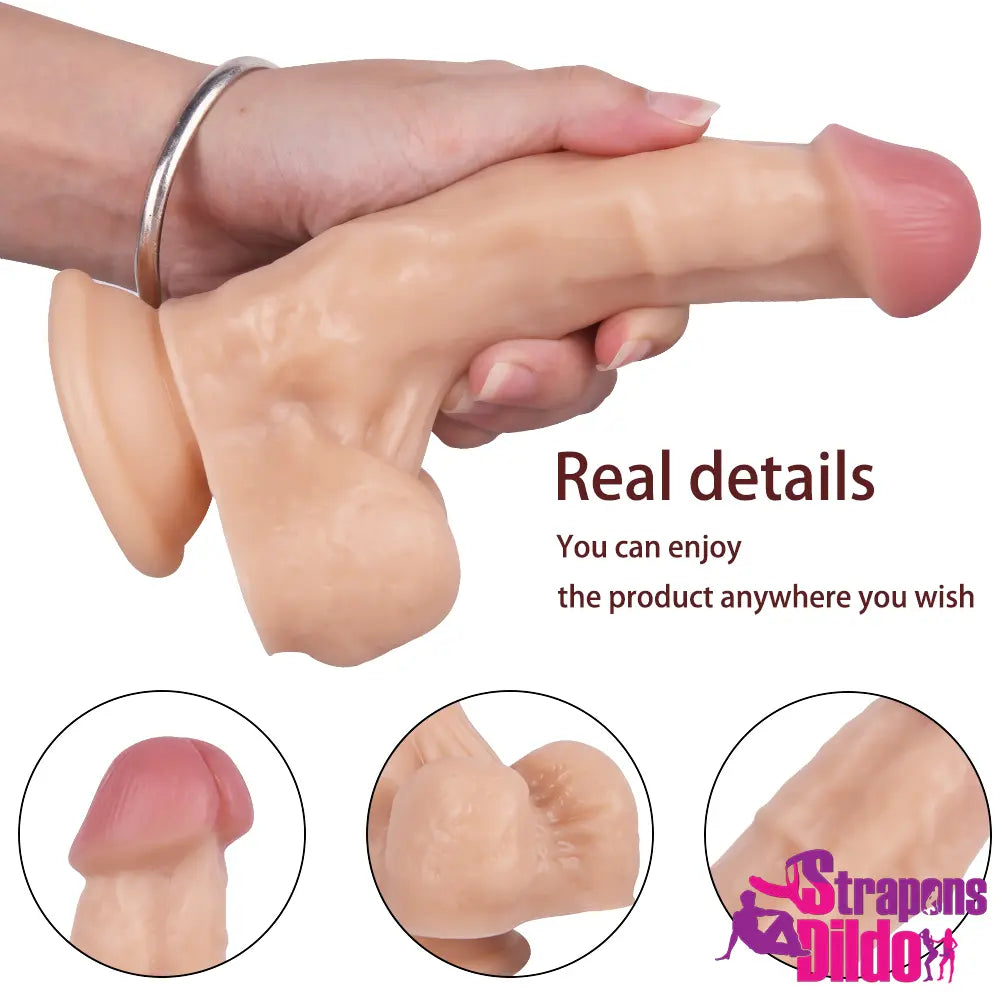 7.09in Realistic Strap On Dildo Masturbator Butt Plug Sex Toy - Strap ons Dildo