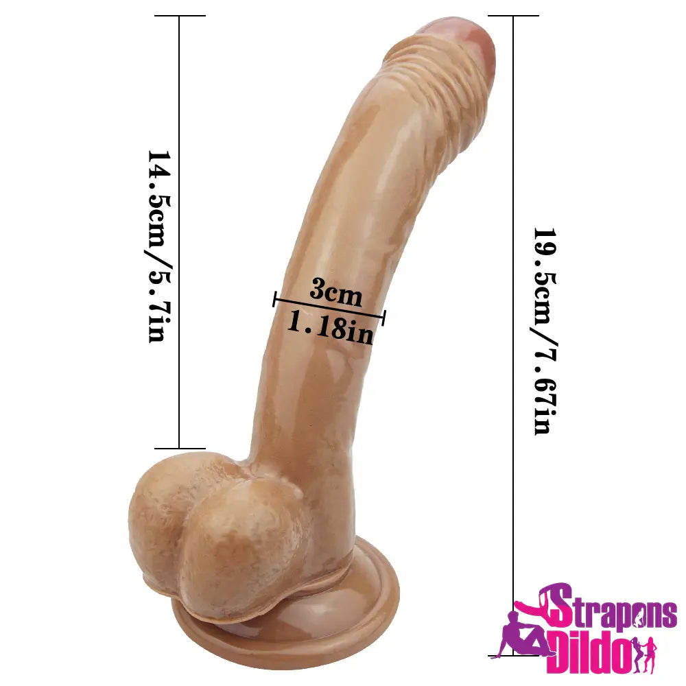 7.67in Real Looking Strap On Dildo For Lesbian Gay Men Sex Orgasm - Strap ons Dildo