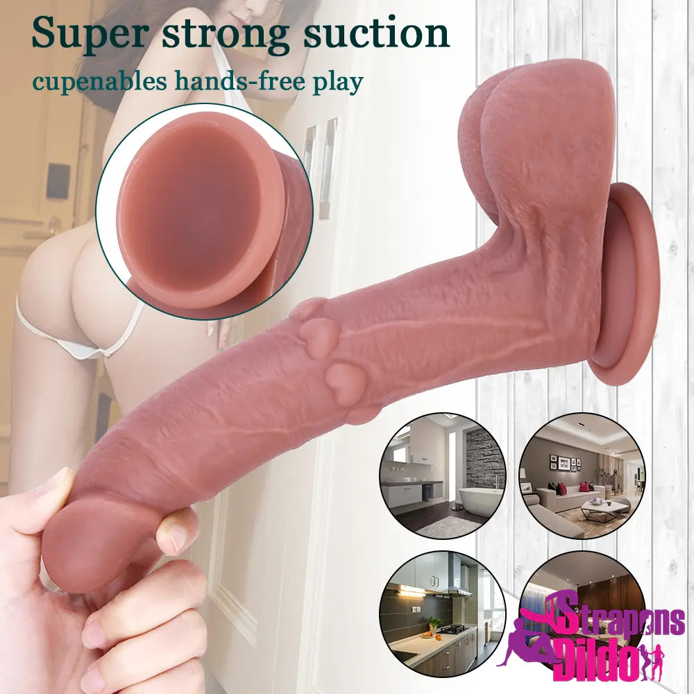 8.66in Lifelike Big Silicone Soft Strap On Dildo For Couple Adult Sex - Strap ons Dildo