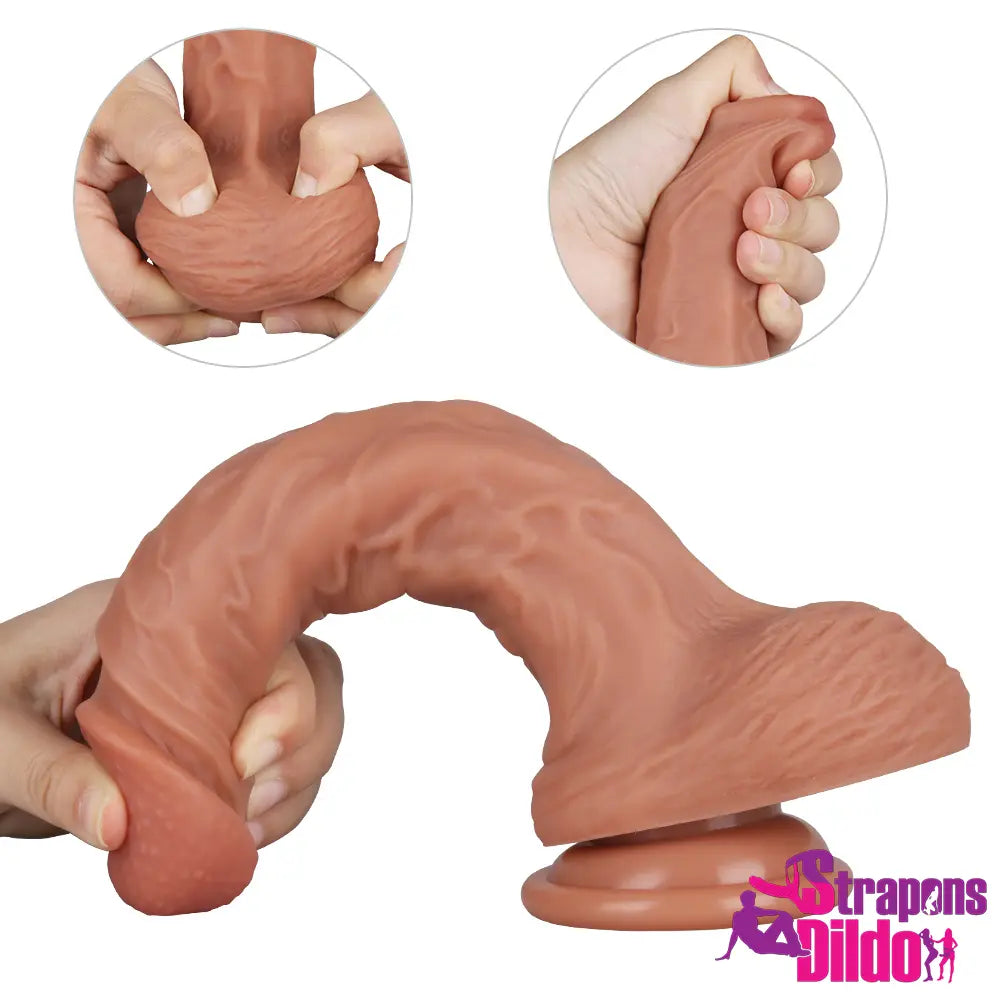 9.45in Super Skin Lifelike Big Soft Silicone Strap On Sex Dildo - Strap ons Dildo