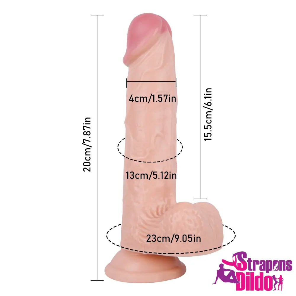 7.87in Realistic Flesh Feeling Strap On Dildo For Women And Men - Strap ons Dildo