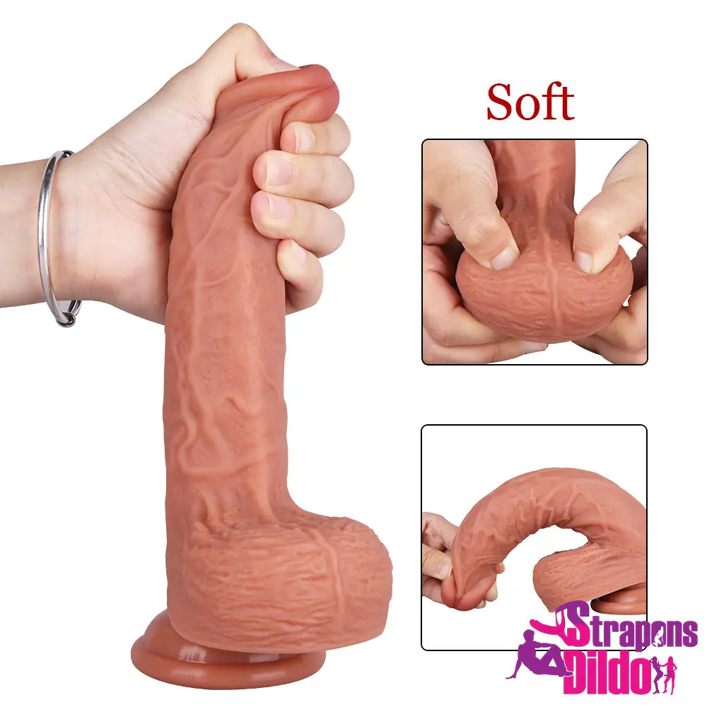 8.46in Super Skin Lifelike Soft Silicone Strap On Dildo For Females - Strap ons Dildo