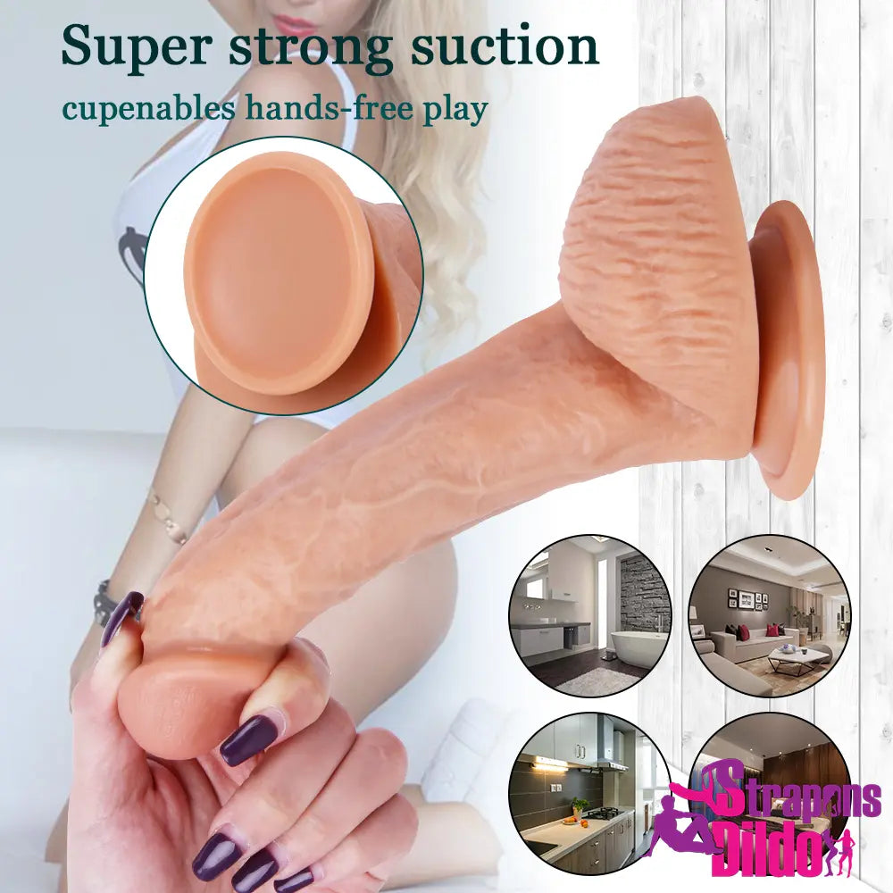 7.87in Soft Silicone Strap On Dildo Female Vaginal Anal Masturbator - Strap ons Dildo