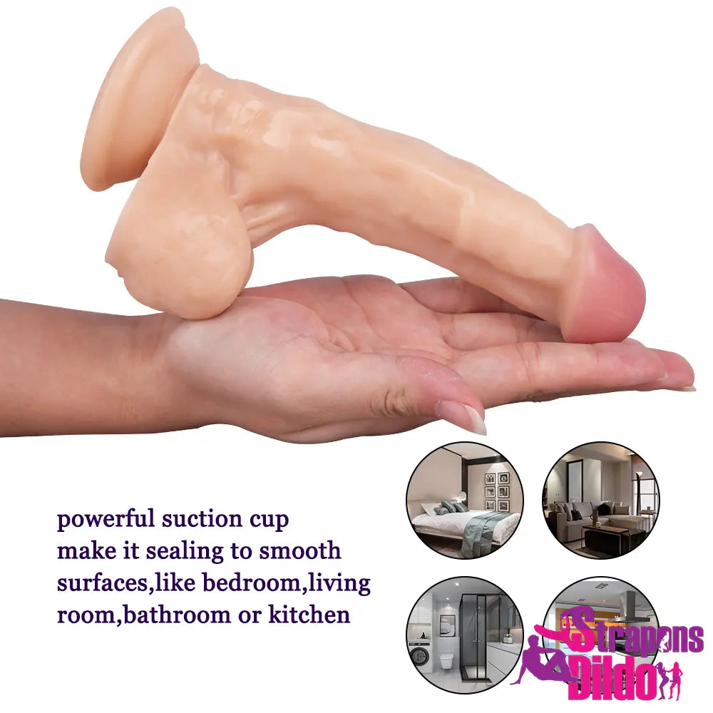 7.09in Realistic Strap On Dildo Masturbator Butt Plug Sex Toy - Strap ons Dildo