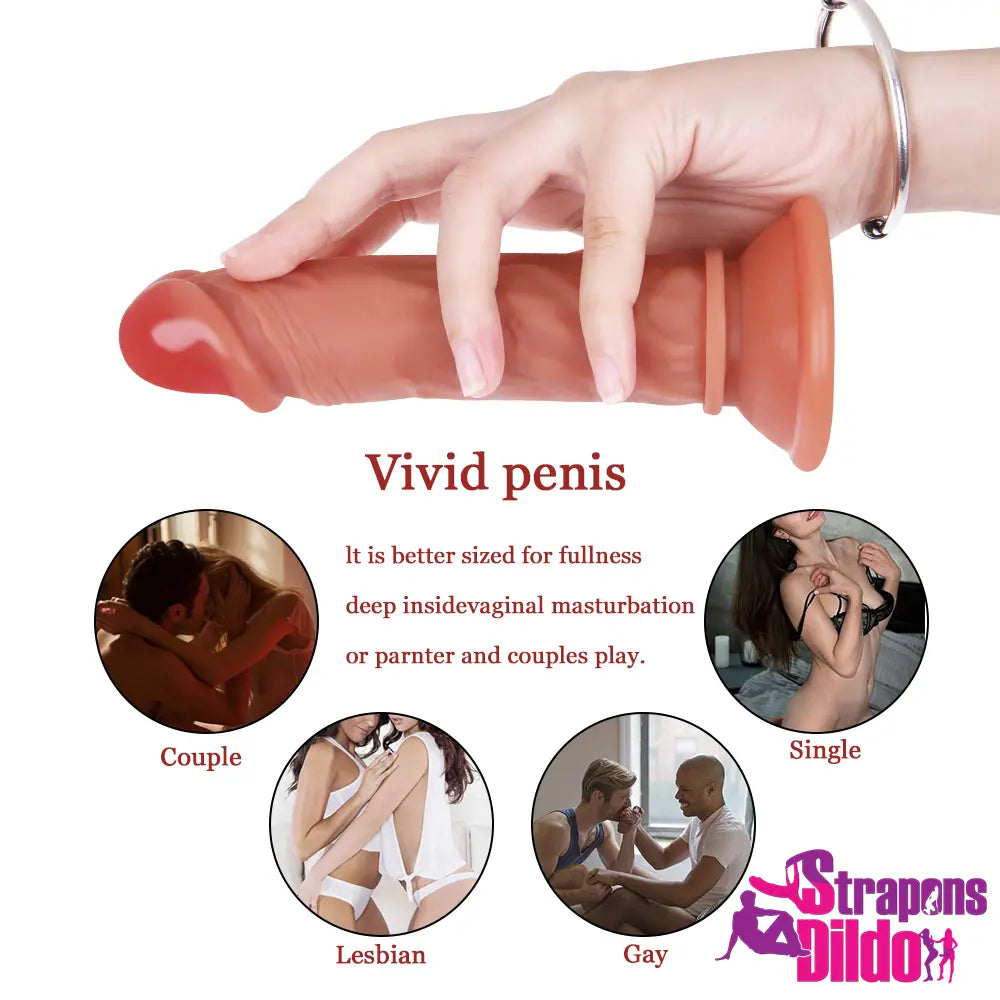 6.3in Real Silicone Soft Strap On Dildo For Woman G-spot Simulation - Strap ons Dildo