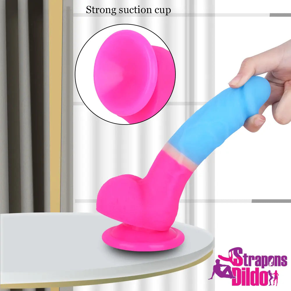 7.87in Real Colorful Silicone Soft Strap On Dildo For Women Men - Strap ons Dildo