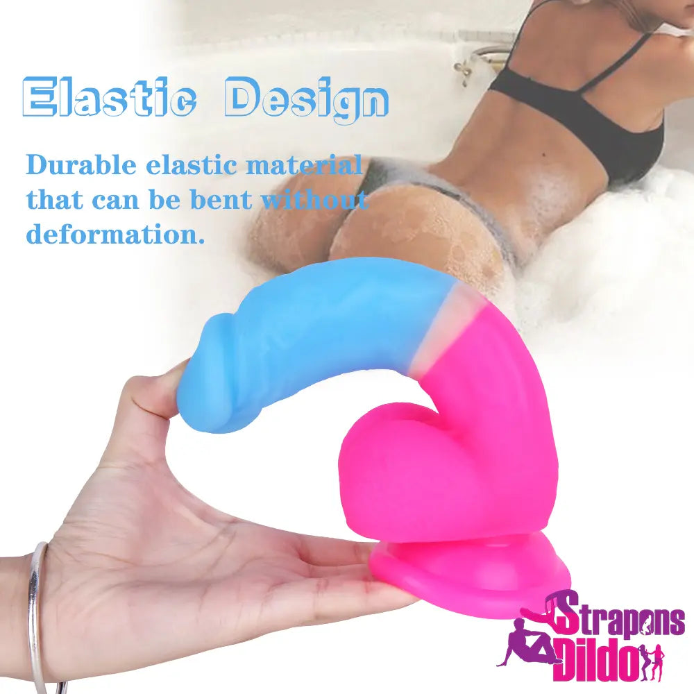 7.87in Real Colorful Silicone Soft Strap On Dildo For Women Men - Strap ons Dildo