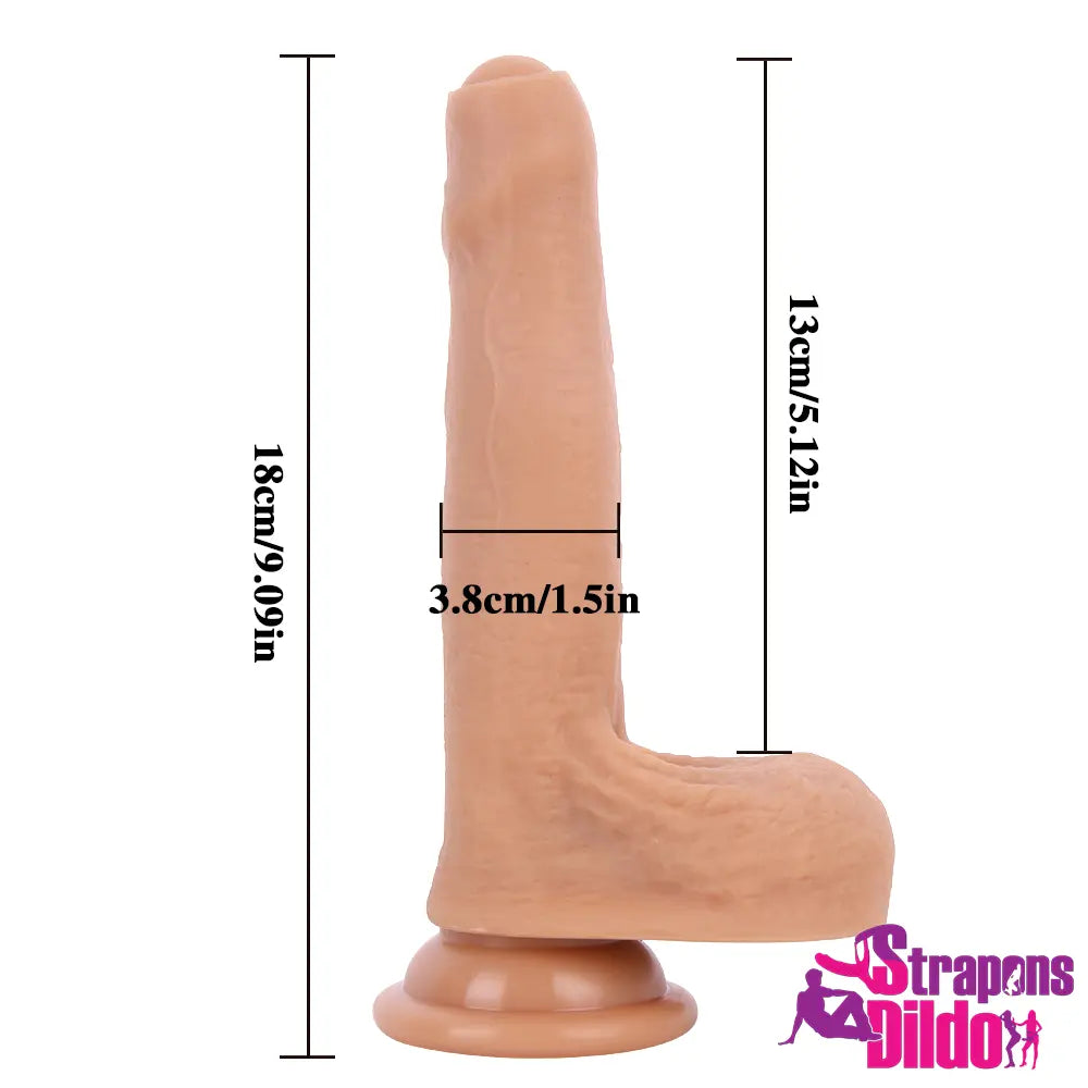 7.09in Super Skin Uncut Lifelike Soft Silicone Strap On Dildo - Strap ons Dildo