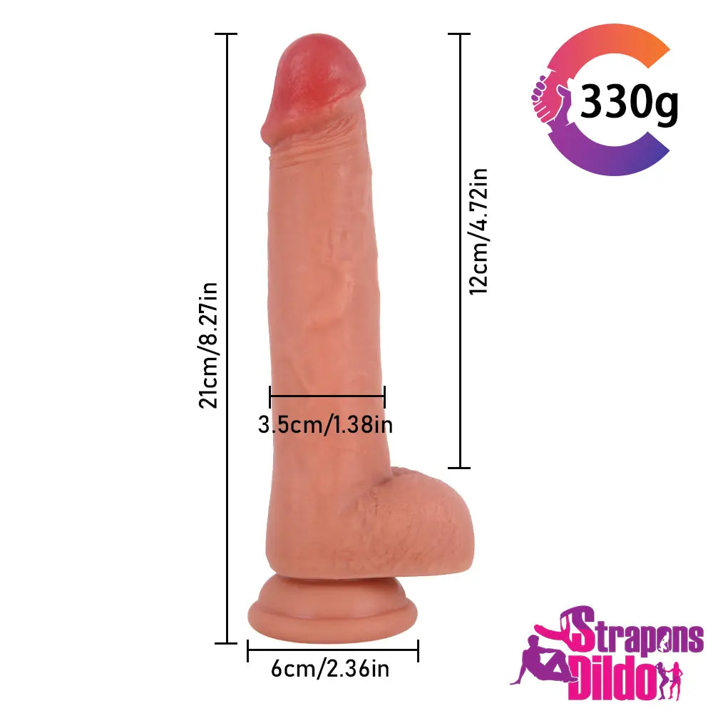 8.27in Realistic Soft Large Strap On Dildo With Sliding Skin Sex Toy - Strap ons Dildo