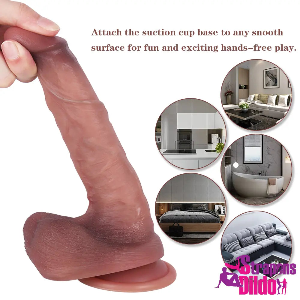 8.27in Realistic Big Soft Silicone Strap On Dildo Couple Adult Sex Toy - Strap ons Dildo