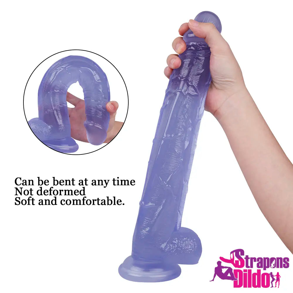 13.38in Realistic Curved Big Strap On Dildo Curved Throat Sex Toy - Strap ons Dildo