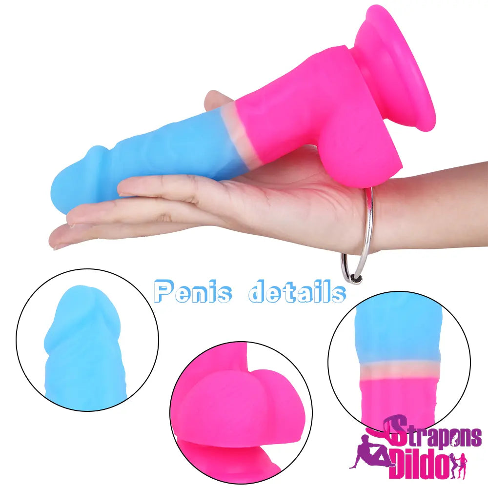 7.87in Real Colorful Silicone Soft Strap On Dildo For Women Men - Strap ons Dildo