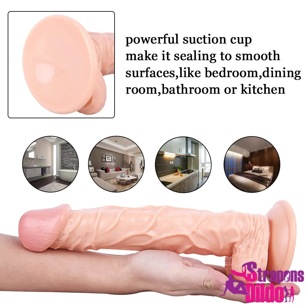 10.25in Realistic Unisex Big Strap On Dildo For Female With Suction Cup - Strap ons Dildo