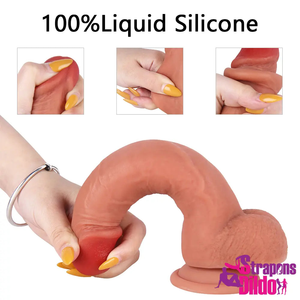 8.27in Realistic Soft Large Strap On Dildo With Sliding Skin Sex Toy - Strap ons Dildo