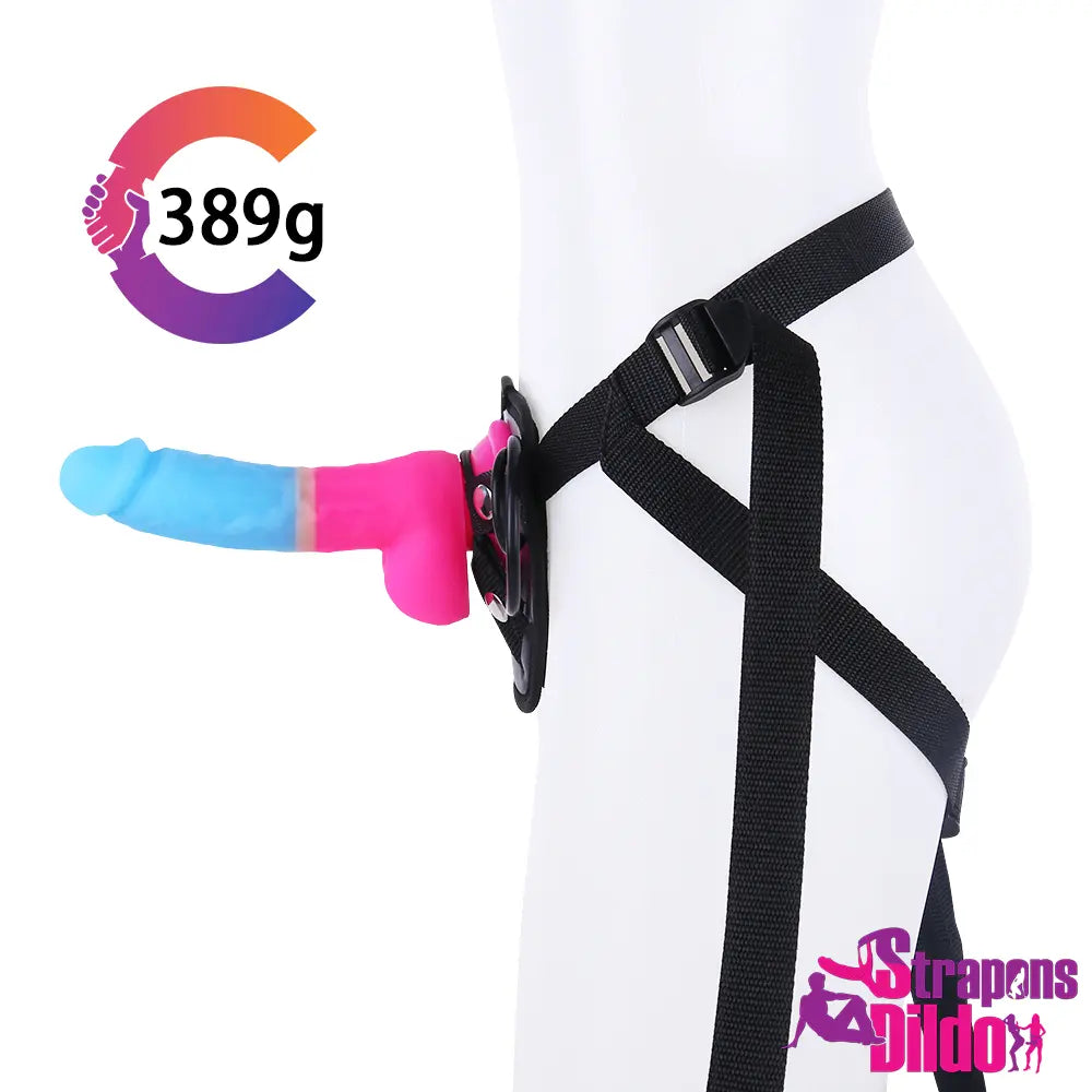 7.87in Real Colorful Silicone Soft Strap On Dildo For Women Men