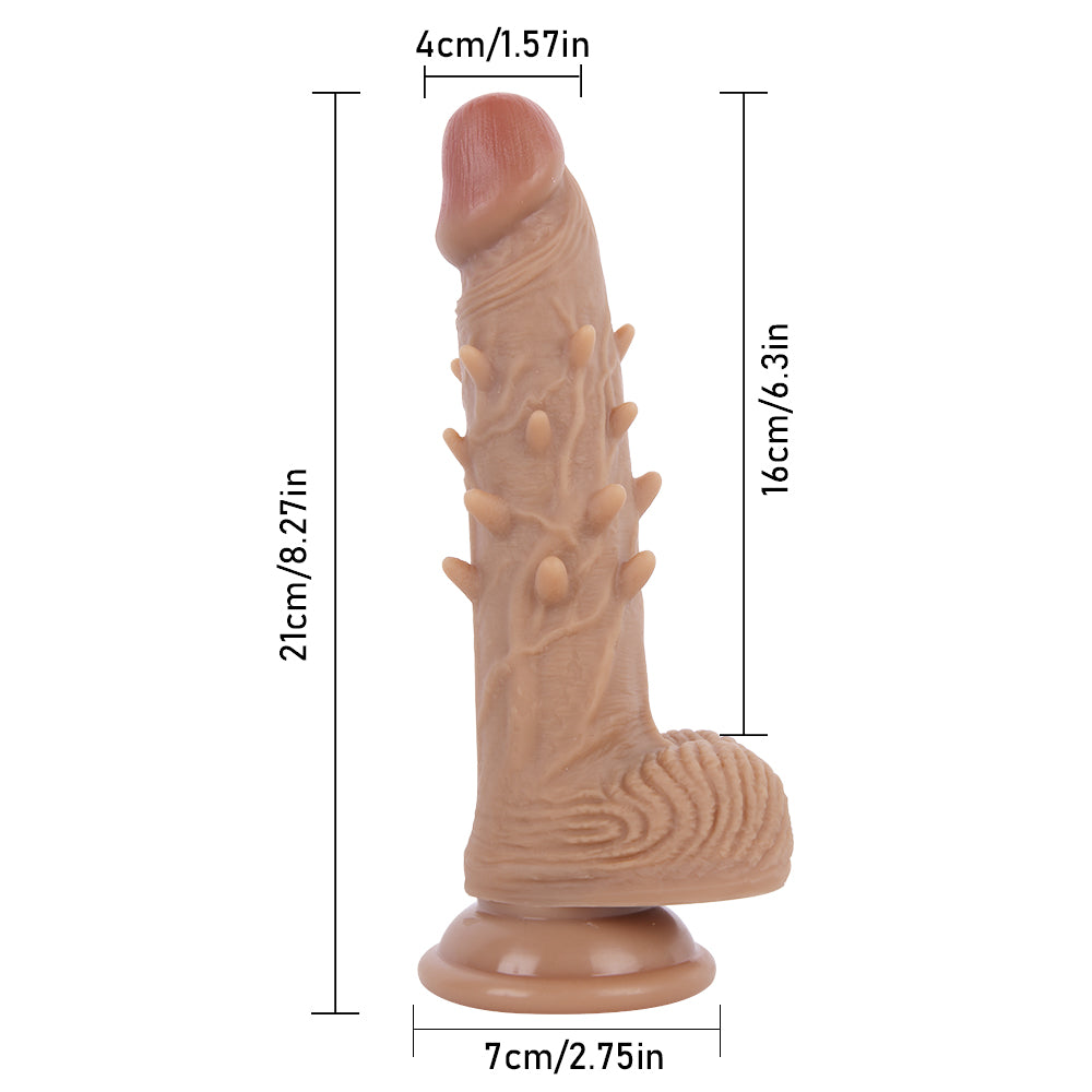 8.27in Feels Like Big Spiked Lifelike Soft Silicone Strap On Dildo - Strap ons Dildo