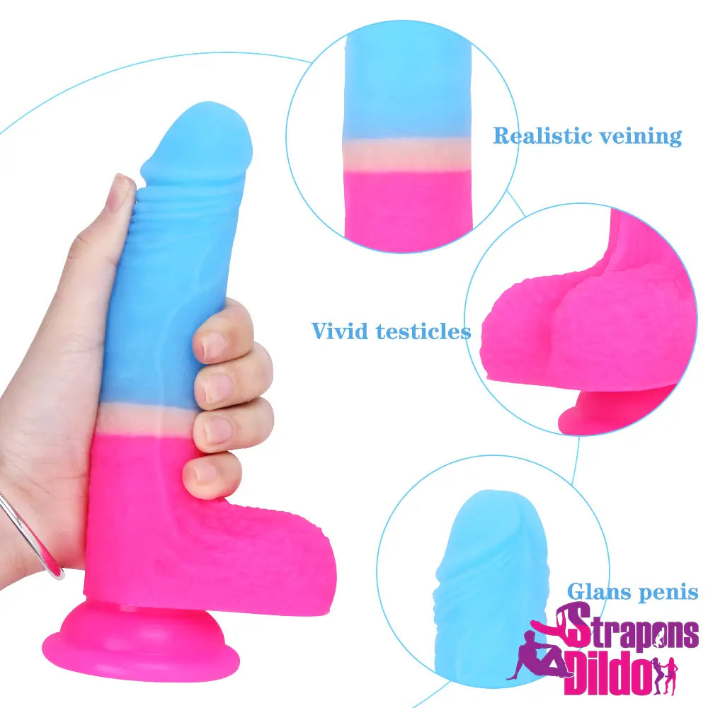 7.09in Colorful Silicone Soft Strap On Dildo For Penis G-spot Simulation - Strap ons Dildo