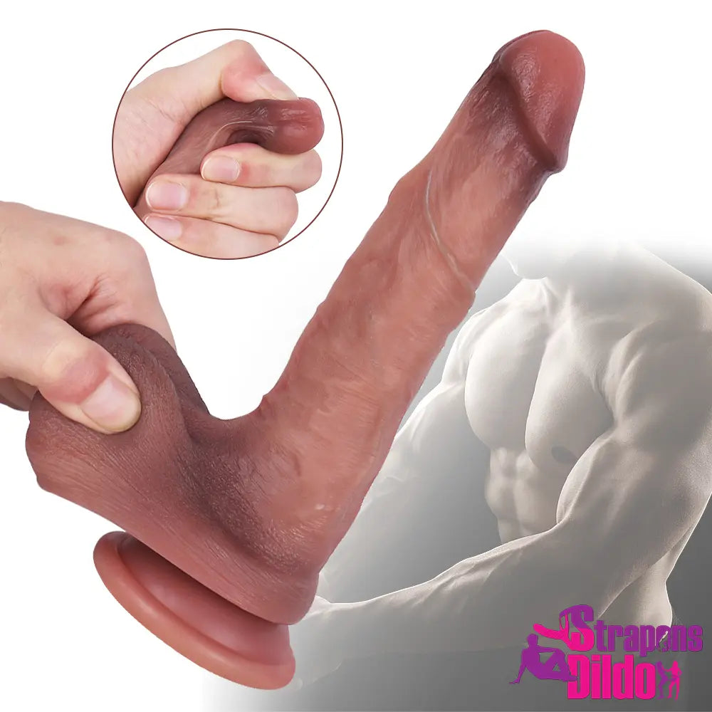 8.27in Realistic Big Soft Silicone Strap On Dildo Couple Adult Sex Toy - Strap ons Dildo