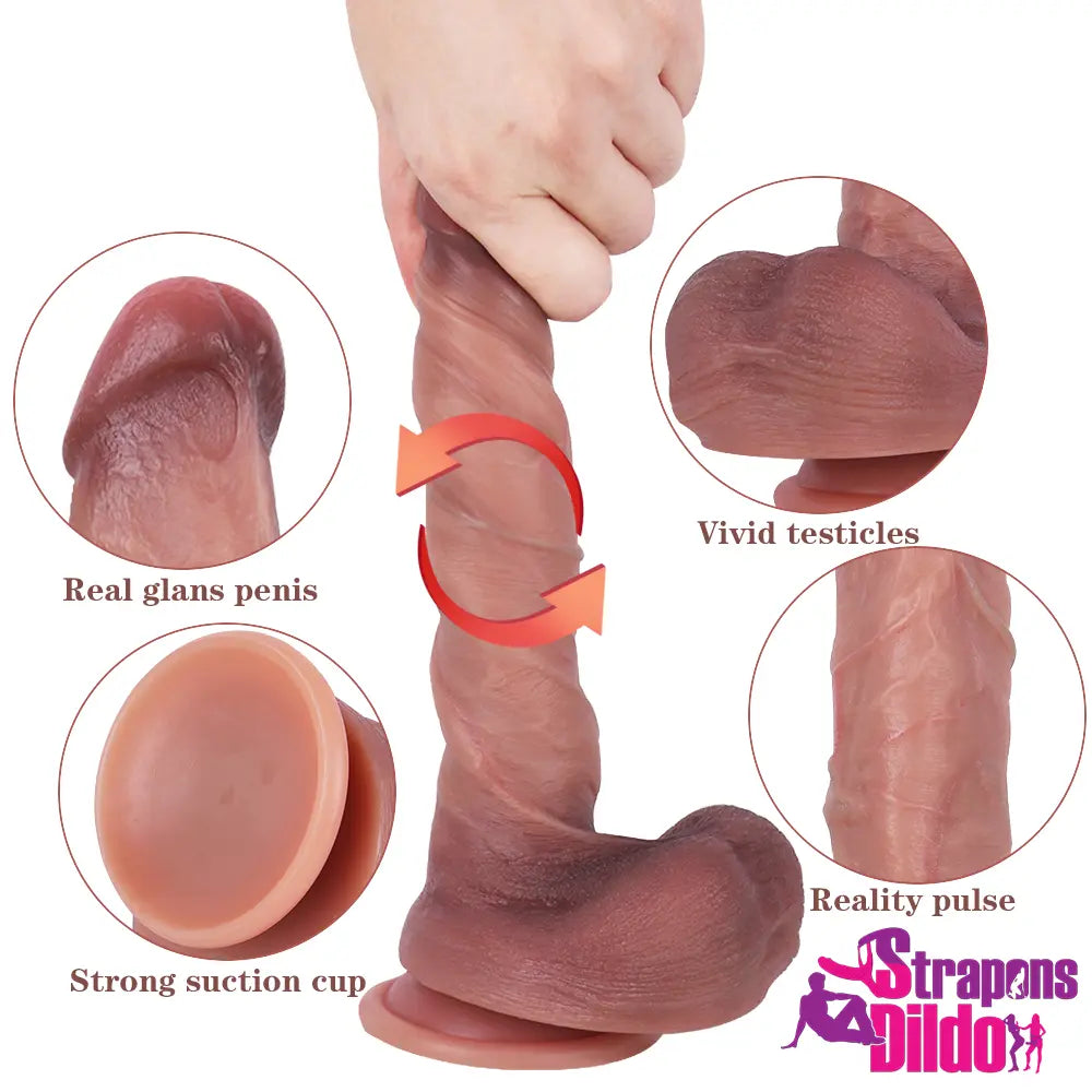 8.27in Realistic Big Soft Silicone Strap On Dildo Couple Adult Sex Toy - Strap ons Dildo